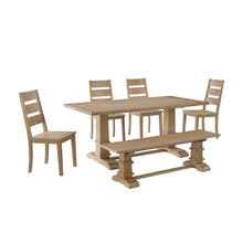 Load image into Gallery viewer, Joanna 6Pc Dining Set Rustic Brown - Table, Bench, &amp; 4 Ladder Back Chairs
