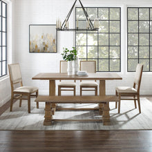 Load image into Gallery viewer, Joanna 6Pc Dining Set Rustic Brown - Table, Bench, &amp; 4 Upholstered Chairs
