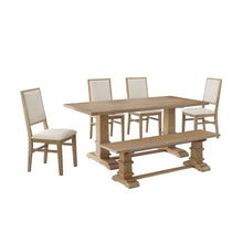 Load image into Gallery viewer, Joanna 6Pc Dining Set Rustic Brown - Table, Bench, &amp; 4 Upholstered Chairs
