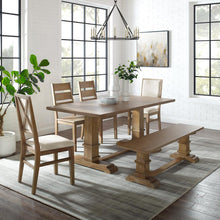 Load image into Gallery viewer, Joanna 6Pc Dining Set Rustic Brown - Table, Bench, 2 Ladder Back Chairs, &amp; 2 Upholstered Chairs
