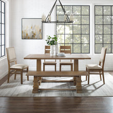 Load image into Gallery viewer, Joanna 6Pc Dining Set Rustic Brown - Table, Bench, 2 Ladder Back Chairs, &amp; 2 Upholstered Chairs
