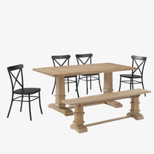 Load image into Gallery viewer, Joanna 6Pc Dining Set W/Camille Chairs Matte Black/Rustic Brown - Table, Bench, &amp; 4 Chairs
