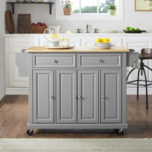 Load image into Gallery viewer, Full Size Wood Top Kitchen Cart Gray/Natural
