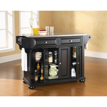 Load image into Gallery viewer, Alexandria Stainless Steel Top Full Size Kitchen Island/Cart Black/Stainless Steel
