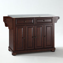Load image into Gallery viewer, Alexandria Stainless Steel Top Full Size Kitchen Island/Cart Mahogany/Stainless Steel
