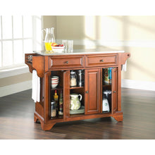 Load image into Gallery viewer, Lafayette Stainless Steel Top Full Size Kitchen Island/Cart Cherry/Stainless Steel
