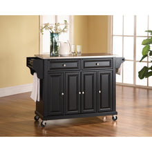 Load image into Gallery viewer, Full Size Stainless Steel Top Kitchen Cart Black/Stainless Steel
