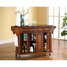 Load image into Gallery viewer, Full Size Granite Top Kitchen Cart Cherry/Black
