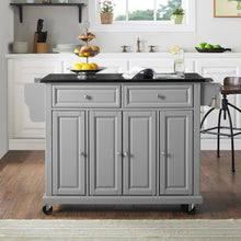 Load image into Gallery viewer, Full Size Granite Top Kitchen Cart Gray/Black
