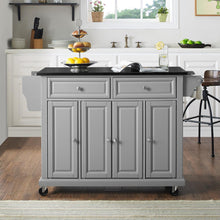 Load image into Gallery viewer, Full Size Granite Top Kitchen Cart Gray/Black
