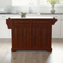 Load image into Gallery viewer, Alexandria Stone Top Full Size Kitchen Island/Cart Mahogany/White
