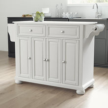 Load image into Gallery viewer, Alexandria Stone Top Full Size Kitchen Island/Cart White/White

