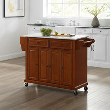 Load image into Gallery viewer, Full Size Stone Top Kitchen Cart Cherry/White
