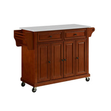 Load image into Gallery viewer, Full Size Stone Top Kitchen Cart Cherry/White
