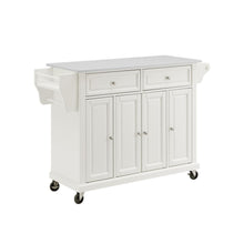 Load image into Gallery viewer, Full Size Stone Top Kitchen Cart White/White
