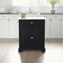 Load image into Gallery viewer, Alexandria Stone Top Portable Kitchen Island/Cart Black/White
