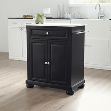 Load image into Gallery viewer, Alexandria Stone Top Portable Kitchen Island/Cart Black/White
