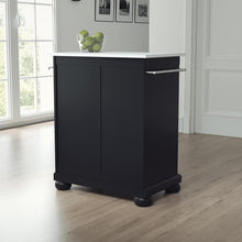 Load image into Gallery viewer, Alexandria Stone Top Portable Kitchen Island/Cart Black/White
