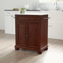 Load image into Gallery viewer, Alexandria Stone Top Portable Kitchen Island/Cart Mahogany/White
