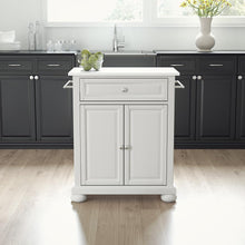 Load image into Gallery viewer, Alexandria Stone Top Portable Kitchen Island/Cart White/White
