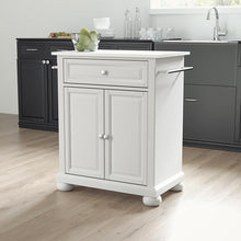 Load image into Gallery viewer, Alexandria Stone Top Portable Kitchen Island/Cart White/White
