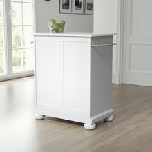 Load image into Gallery viewer, Alexandria Stone Top Portable Kitchen Island/Cart White/White
