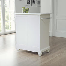 Load image into Gallery viewer, Cambridge Stone Top Portable Kitchen Island/Cart White/White
