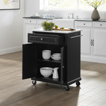 Load image into Gallery viewer, Compact Stone Top Kitchen Cart Black/White
