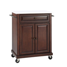 Load image into Gallery viewer, Compact Stone Top Kitchen Cart Mahogany/White
