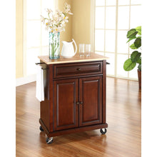 Load image into Gallery viewer, Compact Wood Top Kitchen Cart Mahogany/Natural
