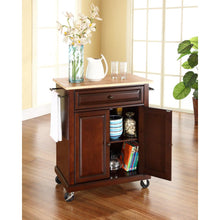 Load image into Gallery viewer, Compact Wood Top Kitchen Cart Mahogany/Natural
