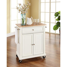 Load image into Gallery viewer, Compact Wood Top Kitchen Cart White/Natural
