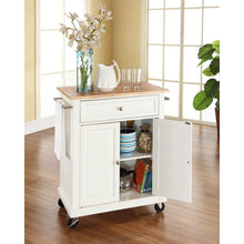 Load image into Gallery viewer, Compact Wood Top Kitchen Cart White/Natural
