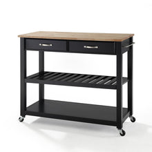 Load image into Gallery viewer, Wood Top Kitchen Prep Cart Black/Natural
