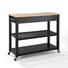 Load image into Gallery viewer, Wood Top Kitchen Prep Cart Black/Natural

