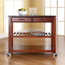 Load image into Gallery viewer, Granite Top Kitchen Prep Cart Cherry/Black
