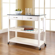 Load image into Gallery viewer, Granite Top Kitchen Prep Cart White/Black
