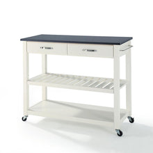 Load image into Gallery viewer, Granite Top Kitchen Prep Cart White/Black
