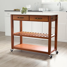 Load image into Gallery viewer, Stone Top Kitchen Prep Cart Cherry/White
