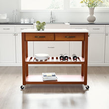 Load image into Gallery viewer, Stone Top Kitchen Prep Cart Cherry/White
