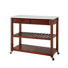 Load image into Gallery viewer, Stone Top Kitchen Prep Cart Cherry/White
