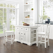 Load image into Gallery viewer, Julia Stainless Steel Top Island W/X-Back Stools White/White - Island &amp; 2 Stools
