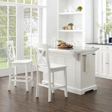 Load image into Gallery viewer, Julia Stainless Steel Top Island W/X-Back Stools White/White - Island &amp; 2 Stools
