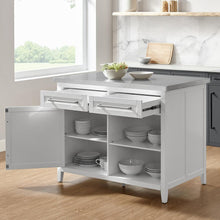 Load image into Gallery viewer, Silvia Stainless Steel Top Kitchen Island White/Stainless Steel
