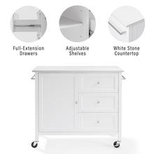 Load image into Gallery viewer, Soren Stone Top Kitchen Island/Cart White
