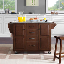 Load image into Gallery viewer, Eleanor Stainless Steel Top Kitchen Cart Mahogany/Stainless Steel
