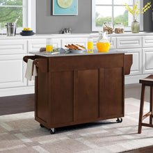 Load image into Gallery viewer, Eleanor Stainless Steel Top Kitchen Cart Mahogany/Stainless Steel
