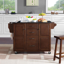 Load image into Gallery viewer, Eleanor Granite Top Kitchen Cart Mahogany/Black
