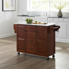 Load image into Gallery viewer, Eleanor Stone Top Kitchen Cart Mahogany/White
