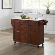 Load image into Gallery viewer, Eleanor Stone Top Kitchen Cart Mahogany/White
